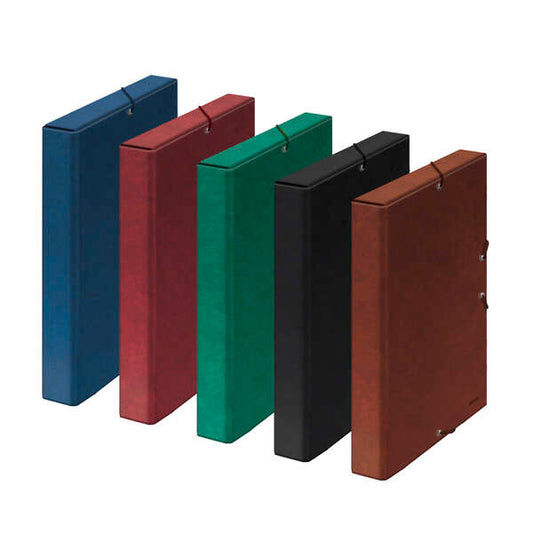 Dohe Caja de Proyectos Lomo 3cm - Tarjetero en Lomo - Medidas 245x350x30mm - Cierre con Gomas Elasticas - Carton Forrado con Papel Impreso y Plastificado - Colores Surtidos - Cantidad: 12