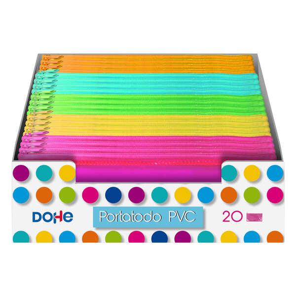 Dohe Expositor de 20 Portatodos Planos de PVC Transparente - Colores Surtidos - Cantidad: 20