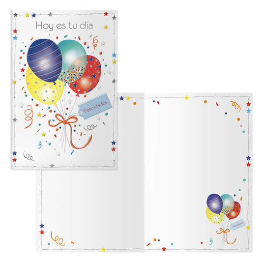 Dohe Pack de 6 Tarjetas de Felicitacion de Cumpleaños - 11.5x17cm - Impresas a Todo Color - Estampaciones con Pelicula de Color - Estampacion en Seco - Papel Offset Blanco de 300gr - Incluye Sobre de Color