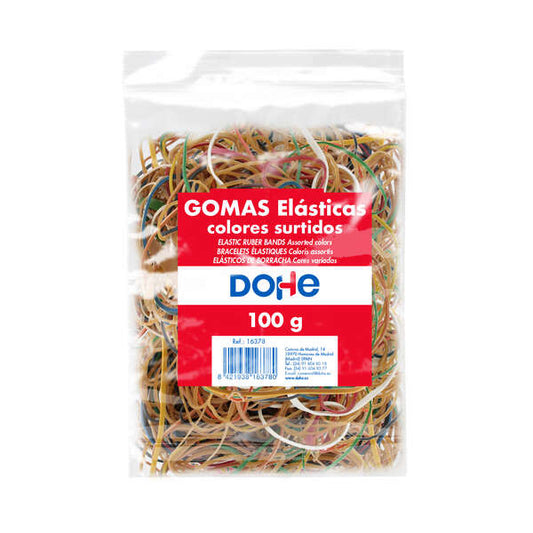 Dohe Gomas de Latex - 100gr - Gran Resistencia y Elasticidad - Surtido de Colores, Tamaños y Grosores