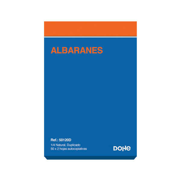 Dohe Talonarios Preimpresos a Dos Tintas en Papel Autocopiativo - 100 Hojas - Cuarto Natural - Duplicado