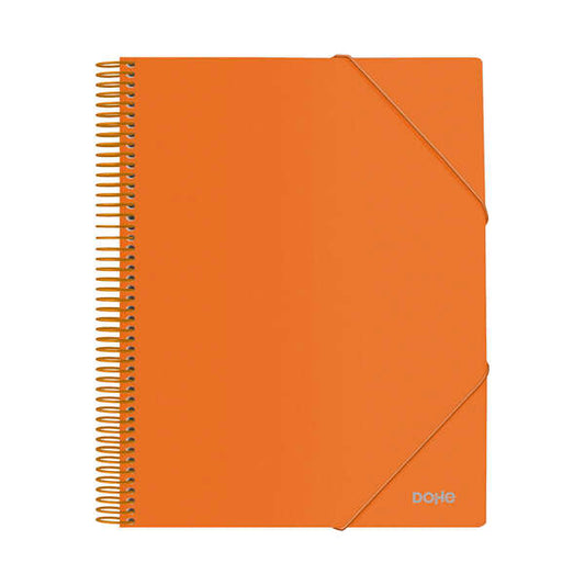 Dohe Carpeta con 20 Fundas Tamaño A4 - Tapa de Polipropileno Opaco de 800 Micras - Fundas Transparentes de 80 Micras - Espiral de Plastico Colorido - Gomas Elasticas a Juego