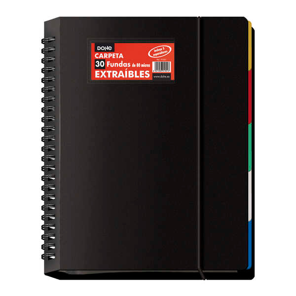 Dohe Carpetas con Fundas Din A4 - Tapa de Polipropileno Opaco - Fundas Transparentes Extraibles - 23 Perforaciones - Bolsa Individual