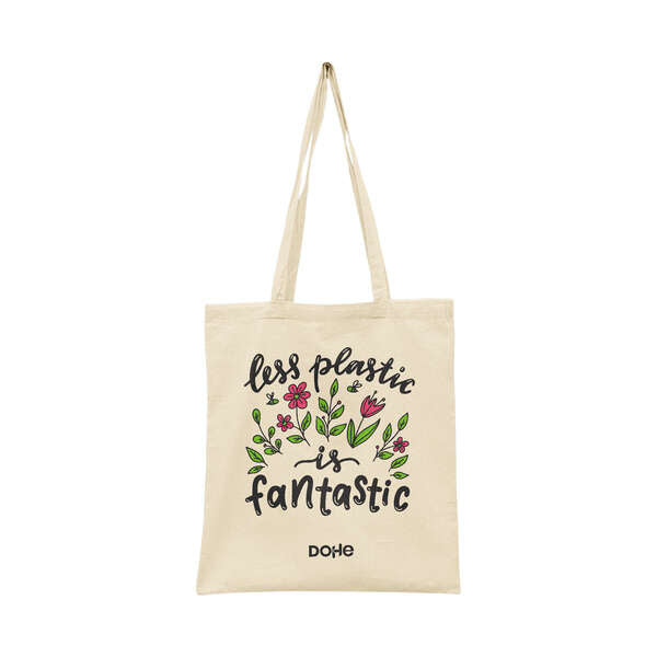 Dohe Totebag de Algodon Reciclado y Organico - 220gr - Asas Largas - Sostenible y Respetuoso con el Medio Ambiente - Espacioso y Manejable