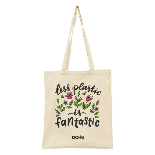 Dohe Totebag de Algodon Reciclado y Organico - 220gr - Asas Largas - Sostenible y Respetuoso con el Medio Ambiente - Ideal para Uso Diario