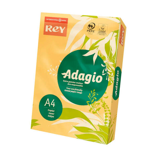 Dohe Adagio Paquete de 500 Hojas de Papel A4 de 80g - Apto para Fotocopiadoras e Impresoras - Alta Calidad y Versatilidad - Color Oro Pastel