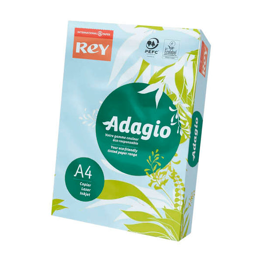 Dohe Adagio Paquete de 500 Hojas de Papel A4 de 80g - Apto para Fotocopiadoras e Impresoras - Alta Calidad y Versatilidad - Color Azul Pastel