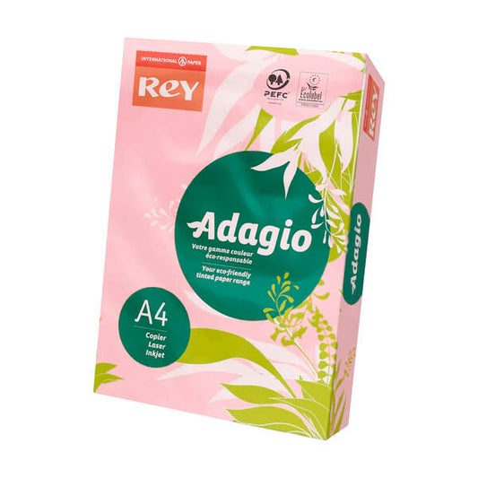 Dohe Adagio Paquete de 500 Hojas de Papel A4 de 80g - Apto para Fotocopiadoras e Impresoras - Alta Calidad y Versatilidad - Color Rosa Pastel