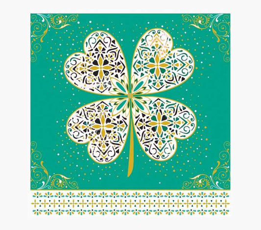 Pictura Tarjeta Arabesque - 16x16cm - Tematica Trebol de Cuatro Hojas - Tarjeta Triptica sin Envoltorio - Incluido Sobre Blanco - Papel con Certificacion FSC