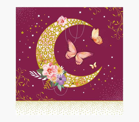 Pictura Tarjeta Arabesque - 16x16cm - Tematica Luna - Tarjeta Triptica - Incluye Sobre Blanco - Papel con Certificacion FSC