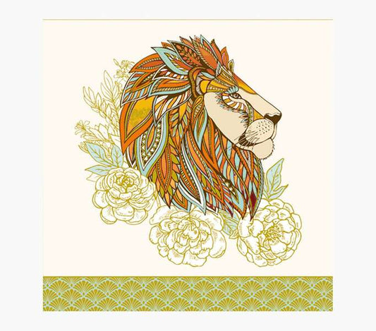 Pictura Tarjeta Arabesque - 16x16cm - Tematica Leon - Tarjeta Triptica - Sobre Blanco Incluido - Papel con Certificacion FSC