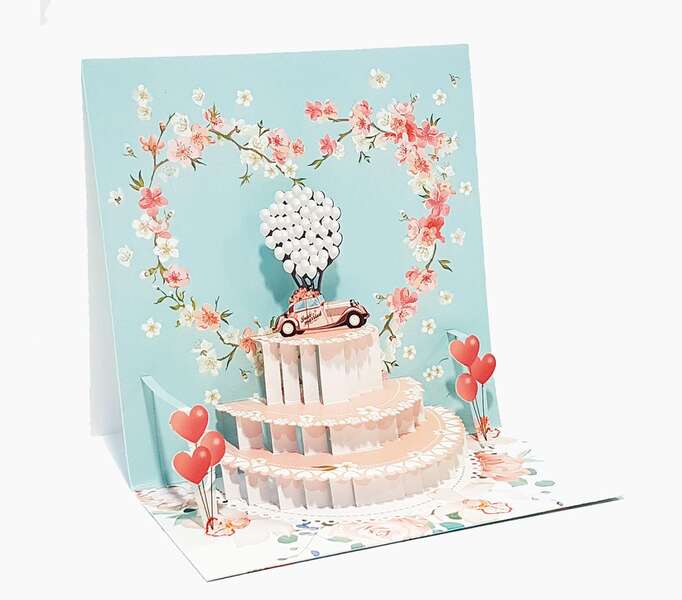 Pictura Tarjeta 3D Pop-Up - 16x16cm - Tematica Corazones - Embolsada Individualmente - Incluye Sobre Blanco - Papel con Certificacion FSC