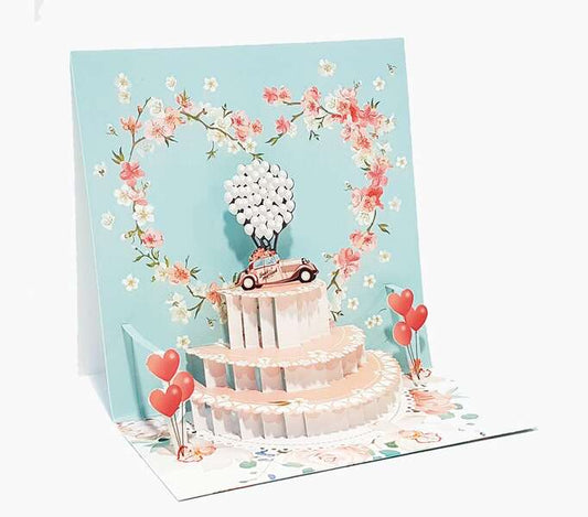 Pictura Tarjeta 3D Pop-Up - 16x16cm - Tematica Corazones - Embolsada Individualmente - Incluye Sobre Blanco - Papel con Certificacion FSC