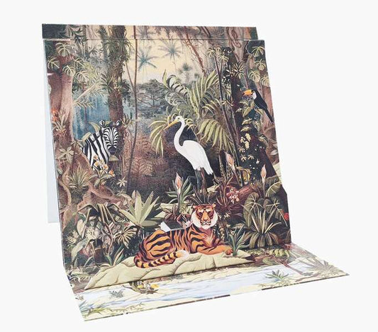Pictura Tarjeta 3D Pop-Up - 16x16cm - Tematica de La Jungla - Embolsada Individualmente - Incluye Sobre Blanco - Papel con Certificacion FSC
