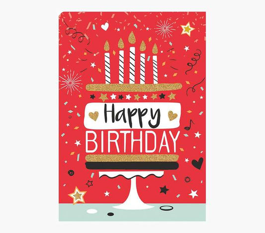 Pictura Tarjeta Zig-Zag - 15x22cm - Tematica Tarta de Cumpleaños - Triptica sin Envoltorio - Incluye Sobre Blanco - Papel con Certificacion FSC