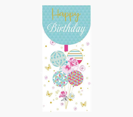 Pictura Tarjeta Money Cards - Tarjeta de Regalo Vertical - Tematica Globos - 9.6x21.3cm - Embolsada Individualmente - Incluido Sobre Blanco - Papel con Certificacion FSC