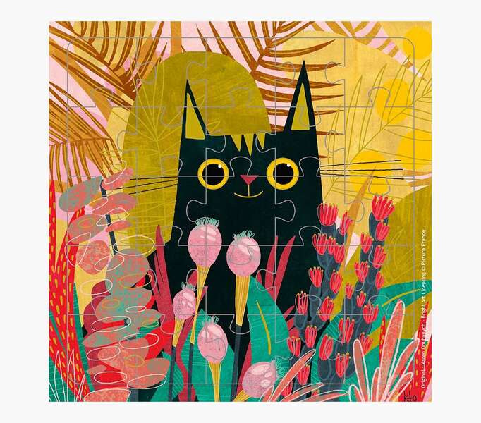 Pictura Tarjeta Puzzle Gatos - 15.5x15.5cm - 25 Piezas - Tematica Felina - Incluye Tarjeta Plegada y Sobre Blanco - Certificacion FSC