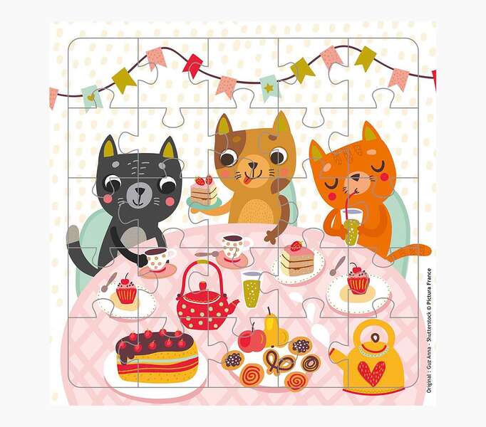 Pictura Tarjeta Puzzle de Gatos - 15.5x15.5cm - 25 Piezas - Tematica Felina - Incluye Sobre Blanco - Certificacion FSC