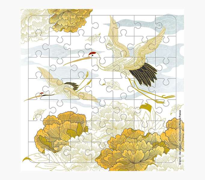 Pictura Tarjeta Puzzle - 15.5x15.5cm - Tematica Grullas - 49 Piezas - Incluye Tarjeta Plegada y Sobre Blanco - Certificacion FSC