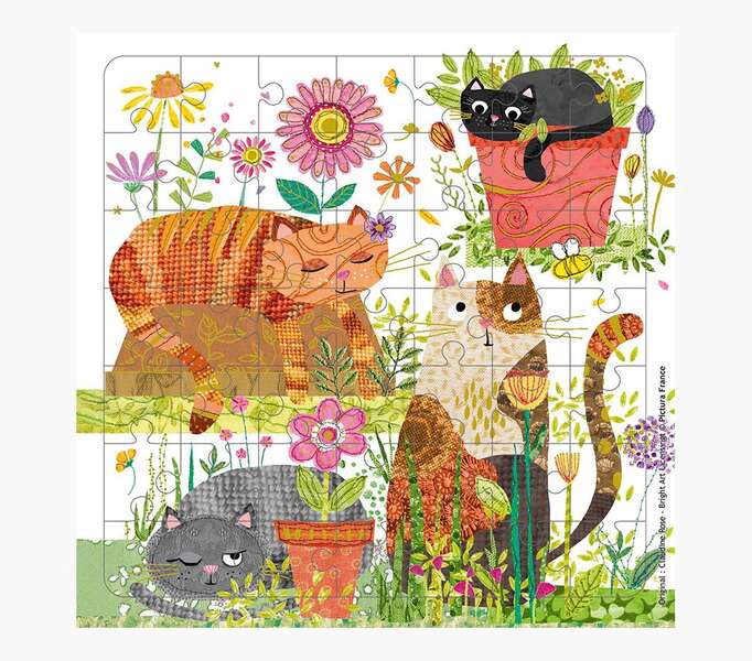Pictura Tarjeta Puzzle de Gatos - 15.5x15.5cm - 49 Piezas - Tematica Felina - Incluye Sobre Blanco - Certificacion FSC
