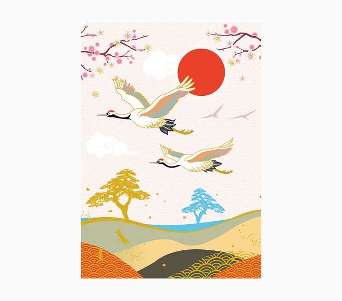 Pictura Zig-Zag Tarjeta Triptica de Felicitacion 15x22cm - Dieño Garzas - Incluye Sobre Blanco - Papel con Certificacion FSC