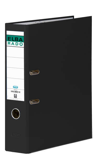 Elba Chic Archivador Tamaño A4 - Lomo de 80mm - Con Palanca y Rado - Forrado Exterior PVC - Color Negro