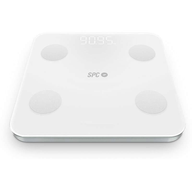SPC Atenea Fit 3 Bascula de Baño Inteligente - Registra e Identifica hasta 10 Usuarios - Diseño de Cristal - Pantalla LED - Activacion Tactil - Capacidad 180kg