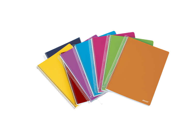 Ancor Classic Stripes Cuaderno Espiral Tamaño A5 Cuadriculado 4x4mm - 80 Hojas 90gr - Tapa de Plastico - Colores Surtidos