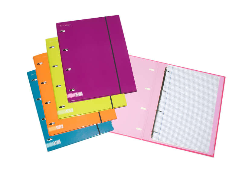 Ancor Carpetblok Carpeta de 4 Anillas A4 con Recambio Cuadriculado 4x4mm - Cierre con Goma - Colores Surtidos
