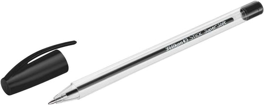 Pelikan Stick Super Soft Boligrafo Trazo 1mm - Tinta Super Fluida - Empuñadura Triangular - Color Negro - Cantidad: 50