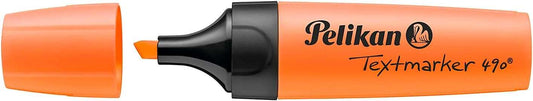 Pelikan Subrayador Textmarker 490 - Base de Agua - 3 Anchos de Trazo - Color Naranja Fluorescente - Cantidad: 10