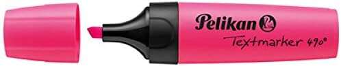 Pelikan Subrayador Textmarker 490 - Base de Agua - 3 Anchos de Trazo - Color Rosa Fluoresencete - Cantidad: 10