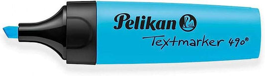 Pelikan Subrayador Textmarker 490 - Base de Agua - 3 Anchos de Trazo - Color Azul Fluorescente - Cantidad: 10