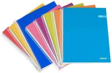 Ancor Classic Stripes Cuaderno Espiral Tamaño Folio Raya Horizontal - 80 Hojas 90gr - Tapa de Carton Plastificado - Colores Surtidos - Cantidad: 8