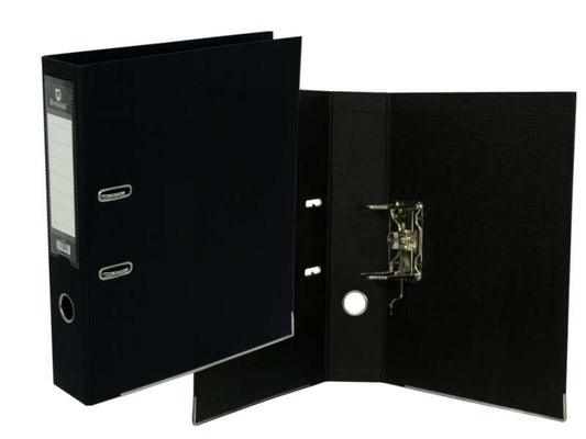 Bismark Archivador A-Z Formato Folio - PVC de Gran Resistencia - Tarjetero en el Lomo - Cartoneras Metalicas en el Borde Inferior - Mecanismo de Palanca - Color Negro