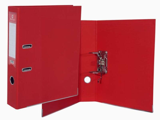 Bismark Archivador A-Z Formato Folio - PVC de Gran Resistencia - Tarjetero en el Lomo - Cartoneras Metalicas en el Borde Inferior - Mecanismo de Palanca - Color Rojo