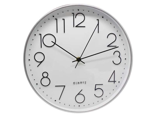 Bismark Reloj Oficina Plata - Marco Plastico - Lente de Cristal - Manecillas de Aluminio - Esfera de PVC - Color Plata