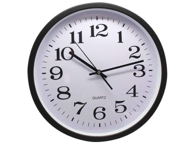 Bismark Reloj Oficina Grande - Lente de Cristal - Manecillas de Aluminio - Esfera de PVC - Color Negro