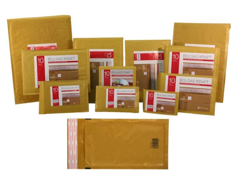Bismark Bolsa Acolchada Kraft Nº18 270x360mm - Recubrimiento Interno de Laminas de Burbuja de Aire - Cierre Autoadhesivo - Ideal para Envios con Alta Proteccion - Cantidad: 10