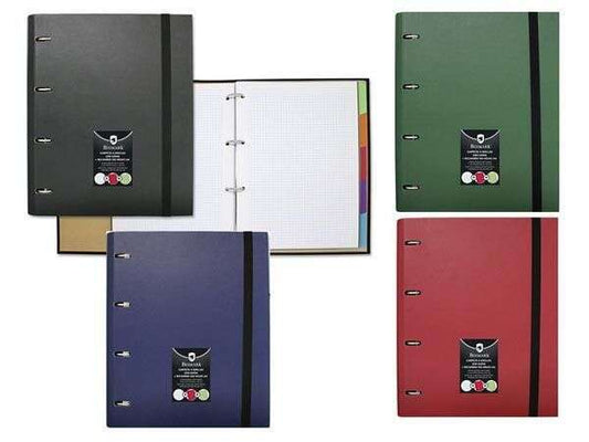 Bismark Carpeta de Anillas con Recambio de 100 Hojas Formato A4 + 5 Separadores + Sobre Portadocumentos - Colores Aleatorios Surtidos