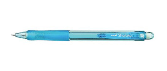 Uni-ball Shalaku M5-100 Portaminas - Ancho de Trazo 0.5mm - 2 Minas HB - Empuñadura de Caucho Antifatiga - Goma de Borrar Integrada - Color Azul Claro - Cantidad: 10