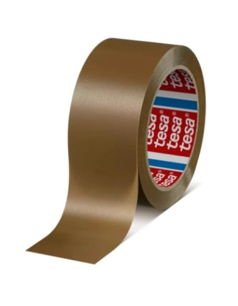 Tesa 4100 Precinto de Embalar Resistente 50mm x 66 Metros - PVC Rugoso - Adhesivo Potente - Color Marron - Cantidad: 36