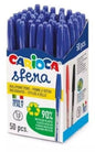 Carioca Sfera Boligrafos - Punta Ø 1mm - Capuchon y Retro del Color de la Tinta - Escritura Super Deslizante - Paquete de Papel - Color Azul - Cantidad: 50