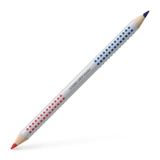 Faber-Castell Jumbo Grip Lapiz Bicolor Triangular - Zona de Agarre - Respetuoso con el Medio Ambiente - Mina Resistente a la Rotura - Color Rojo/Azul