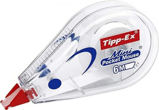 Tipp-Ex Mini Pocket Mouse Cinta Correctora 5mm x 6m - Escritura Instantanea - Carcasa Transparente - Cantidad: 10