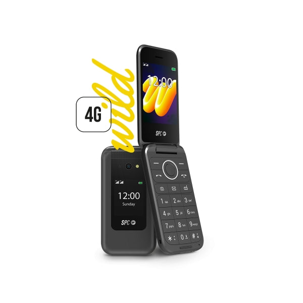 SPC Wild Telefono Movil 4G con Pantallas Principal 2.8" Exterior 1.77" y Tapa - Camara, Radio FM, Linterna - Manos Libres - Color Negro