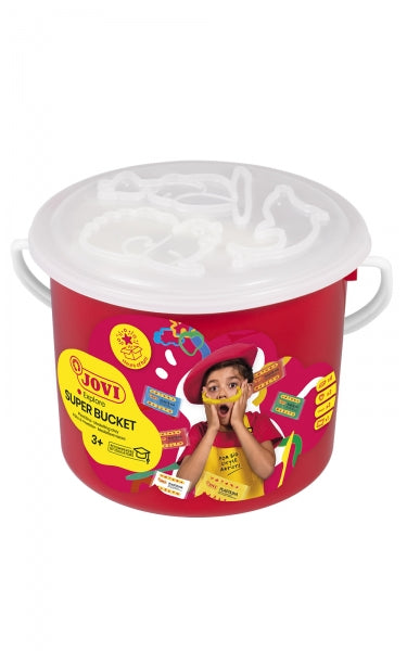 Jovi Super Bucket Pack 6 Pastillas de Plastilina 50gr + Accesorios - Pasta Vegetal - No Se Seca - sin Gluten - Inocua - Facil de Moldear - Ideal para Figuras en Volumen - Color Surtido