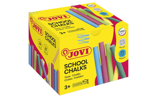 Jovi Classcolor Caja de 100 Tizas Antipolvo - Especiales para Dibujar en El Suelo - Ideales para Jue