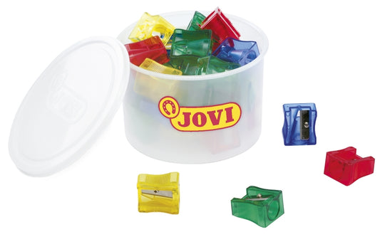 Jovi Jovicolor Bote de 25 Sacapuntas Maxi - Ideal para Ceras Jovicolor y Jovicolor Triwax - Apto para Formatos Maxi - Color Surtido