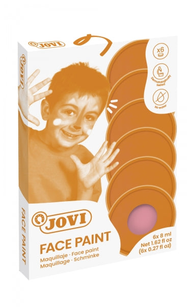 Jovi Estuche de 6 Botes Maquillaje Crema - Hipoalergenico - Base Grasa - Facil Aplicacion - Gran Cobertura - 12 Colores Mezclables - sin Parabenos - Retiro Facil - Color Rosa